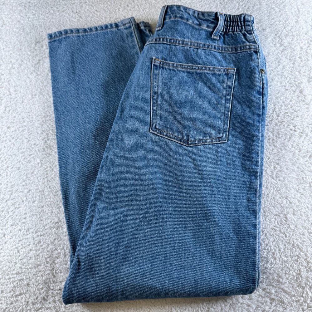 LL Bean Jeans Women 14 Blue Excellent Original Fit Relaxed Elastic Waist Denim